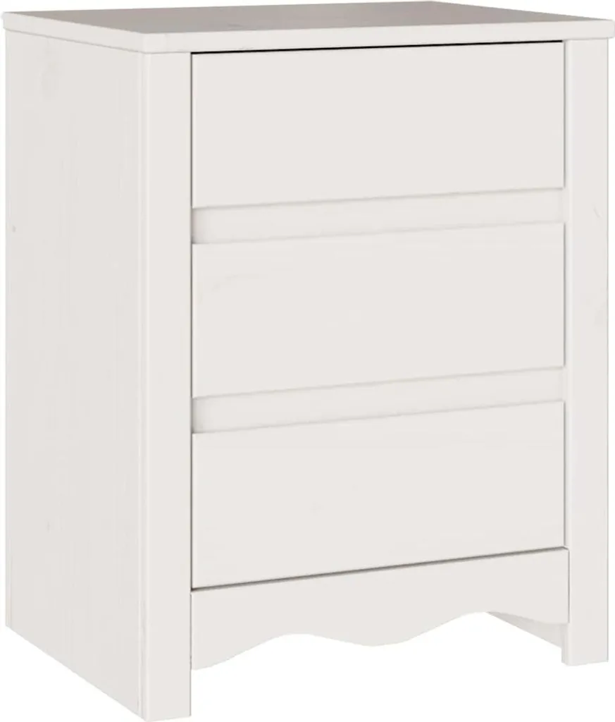 Tavolino Drammen Bianco Pino Massiccio 45x35x56 - Must-Have Arredo