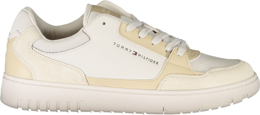 A side view of a single Tommy Hilfiger sneaker.