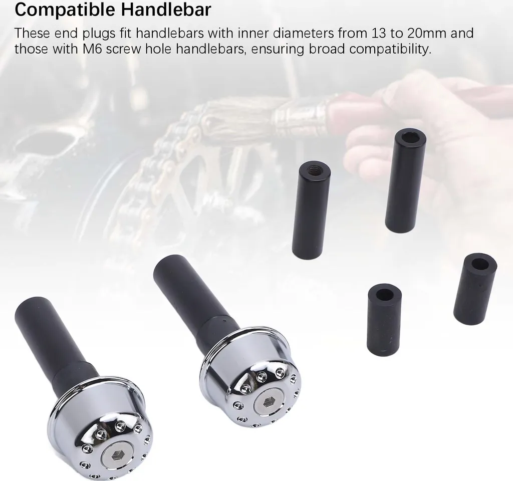 Embouts de guidon en aluminium argenté avec vis M6 pour moto et moto