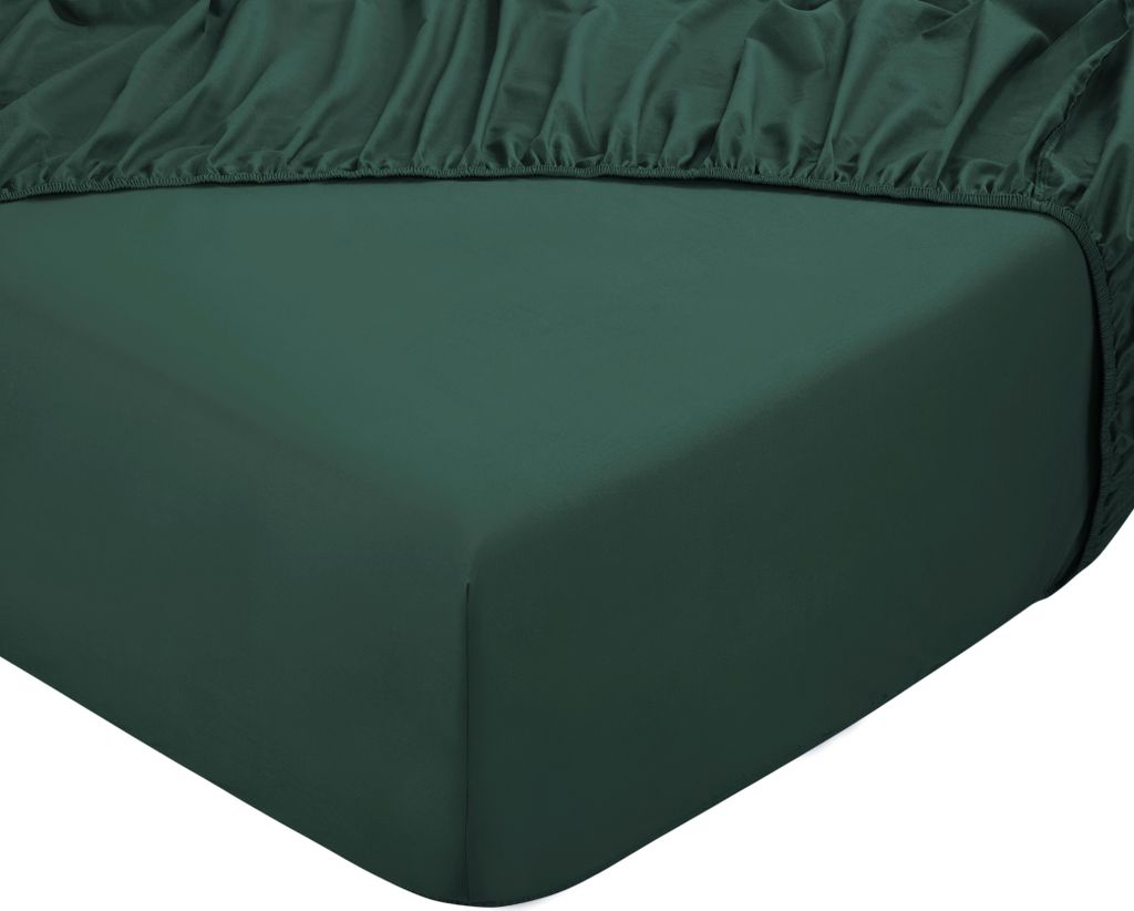 PHLOX Spannbettlaken 90x200 cm - 100% Baumwolle Satin - Fadendichte 300 - 28 cm Steg - Spannbetttuch - Grün