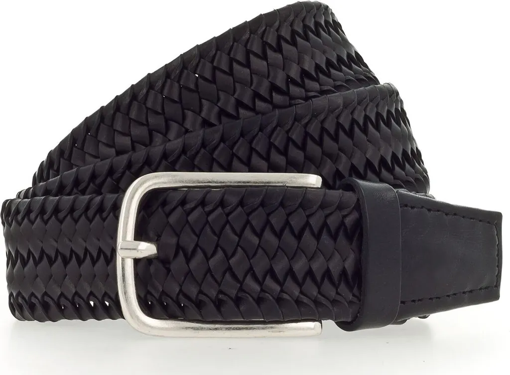 Cintura Uomo Vanzetti Pelle Nera Braided 35mm W100 | Cintura Casual Top