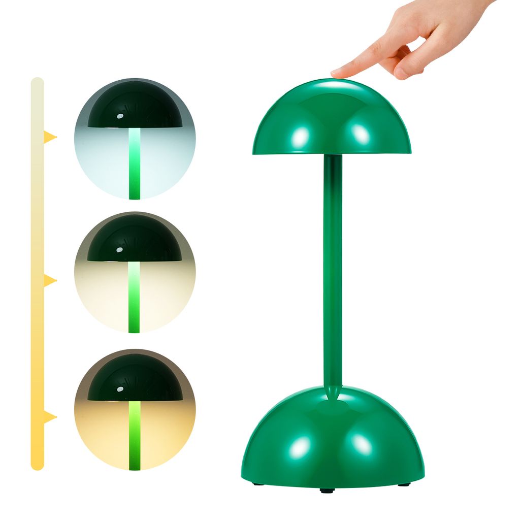 7MAGIC Tischlampe Kabellos Wiederaufladbar, Flowerpot Lampe Tischlampe, Dimmbar Mit Touch-Steuerung, 3 Helligkeitsmodi, Dekoratives Mushroom Lamp FüR Bett, Schreibtisch, Tisch, BüRo, Grün
