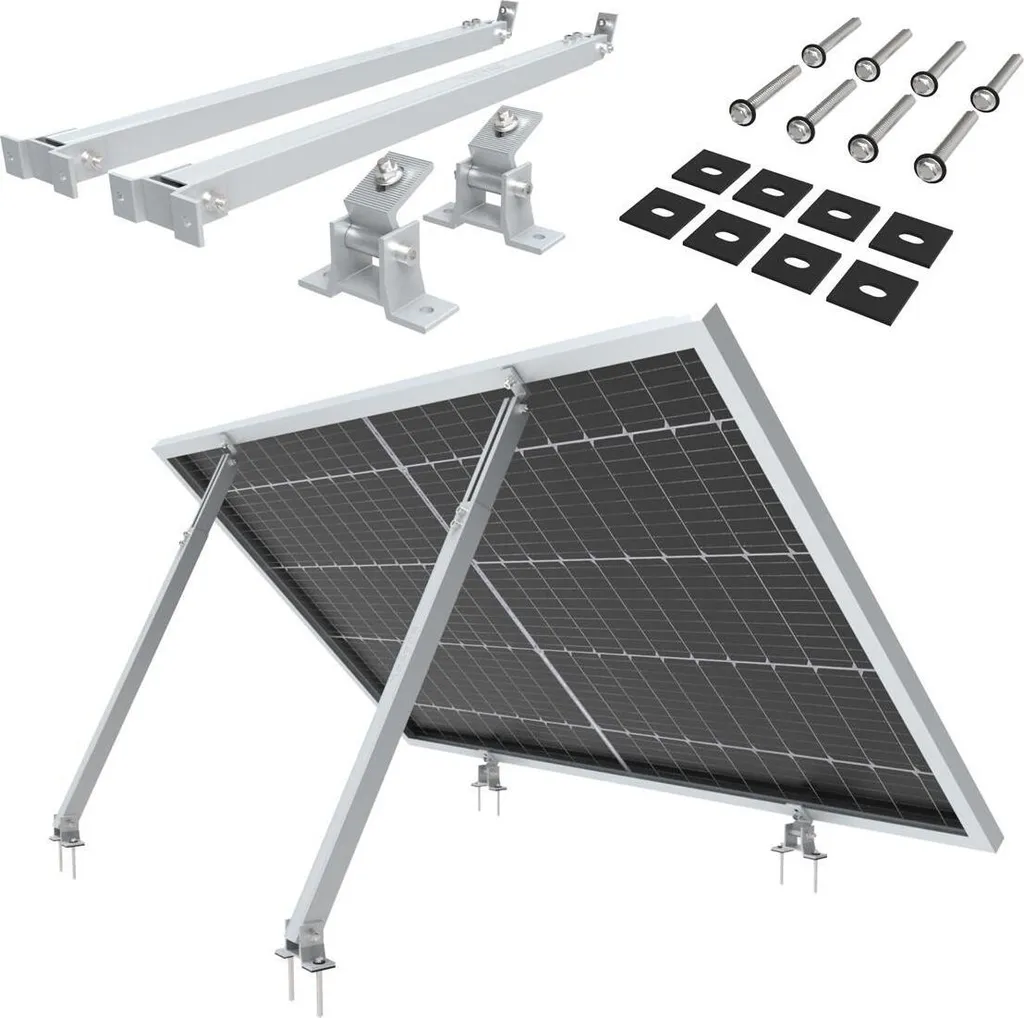 Support de Montage Solaire pour Toit Plat et Jardin - Réglage 15-30° Gris