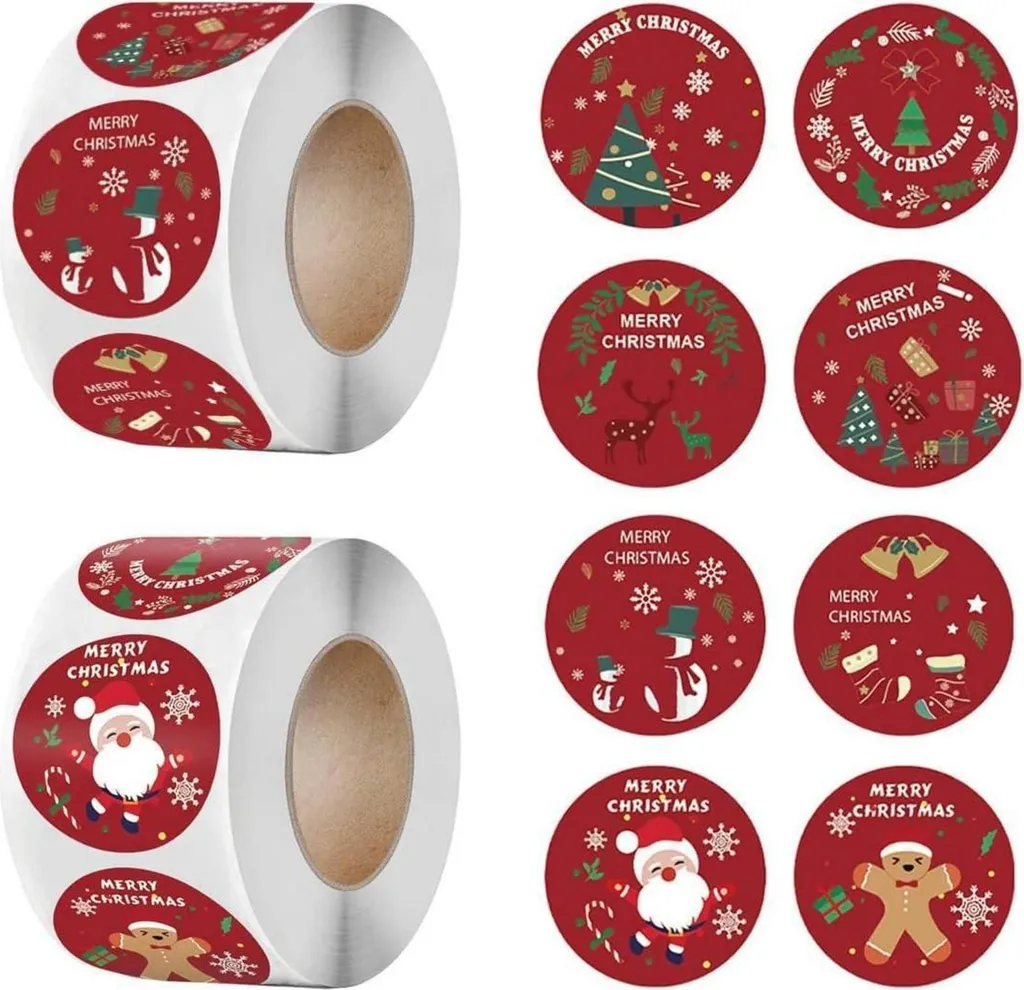 Décoration de Cadeaux de Noël : 1000 Autocollants Festifs pour Enveloppes