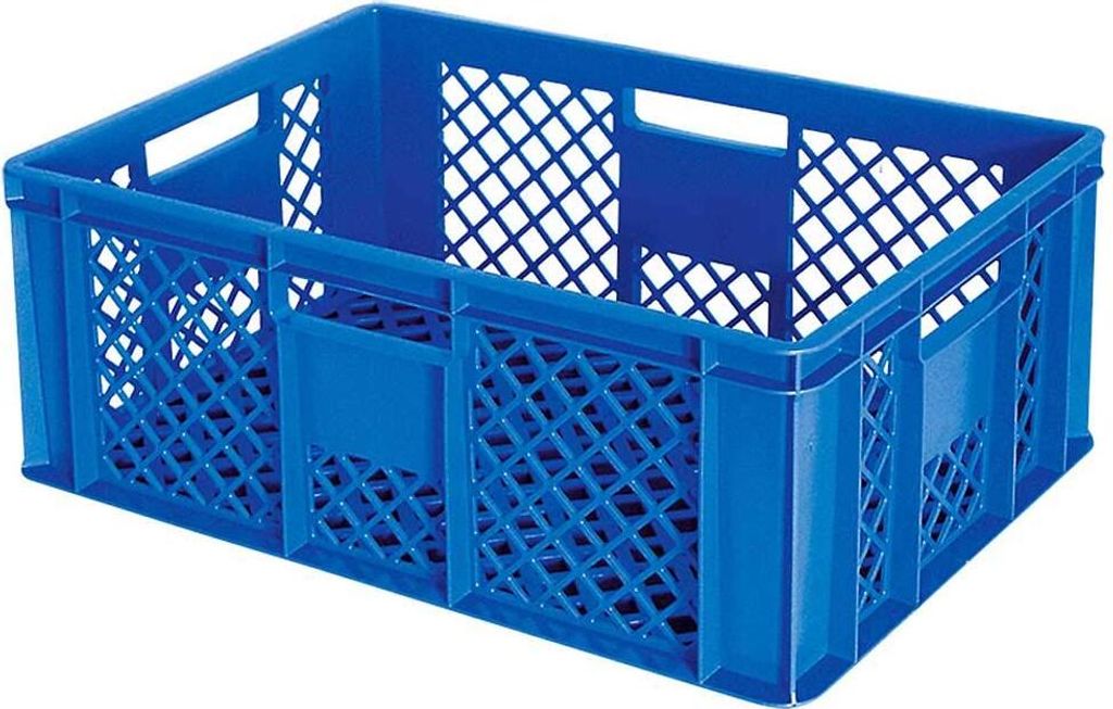 54 Stück Eurobehälter durchbrochen/Bäckerkiste, LxBxH 600 x 400 x 240 mm, PE-HD, lebensmittelecht, blau, Palettenware