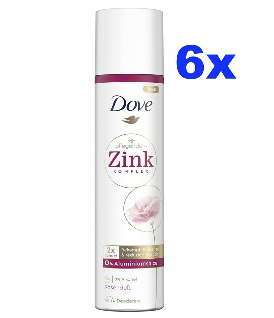 Dove Deo-Spray Rosenduft 6 x 100 ml - Ohne Aluminiumsalze - Produktbild 