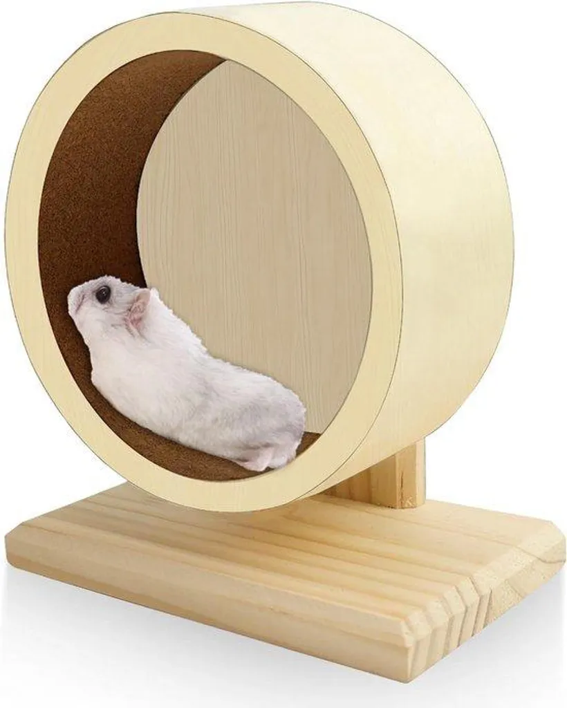 Roue pour hamster nain en bois naturel 15 cm - Jouet d'activité physique