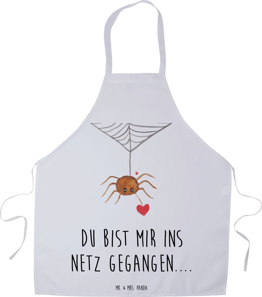 Mr. & Mrs. Panda Schürze Spinne Agathe Liebe - Weiß - Geschenk, Verliebt, Grill, Liebesgeschenk, Grillschürze, Liebesbeweis, Küchenzubehör, Ko...