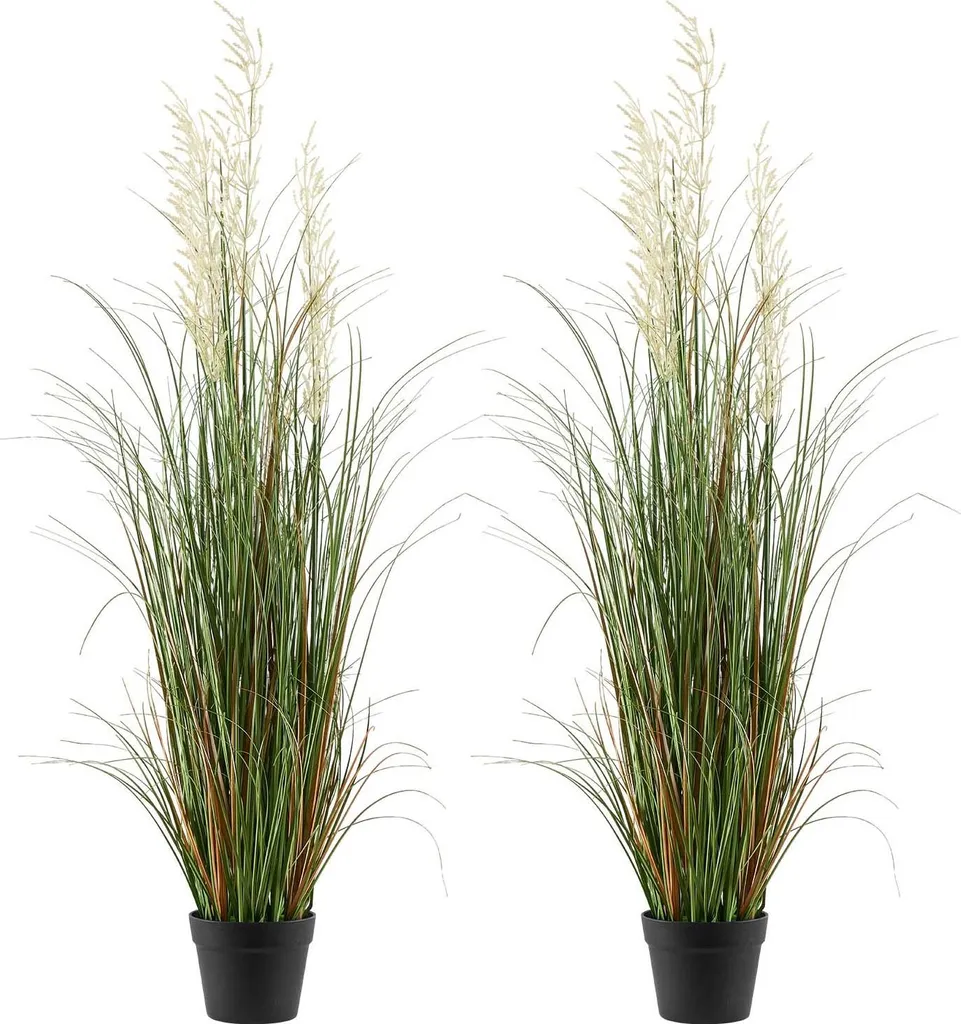 Roseau Artificiel Vert en PVC 119 cm - Lot de 2 Plantes Haute Densité