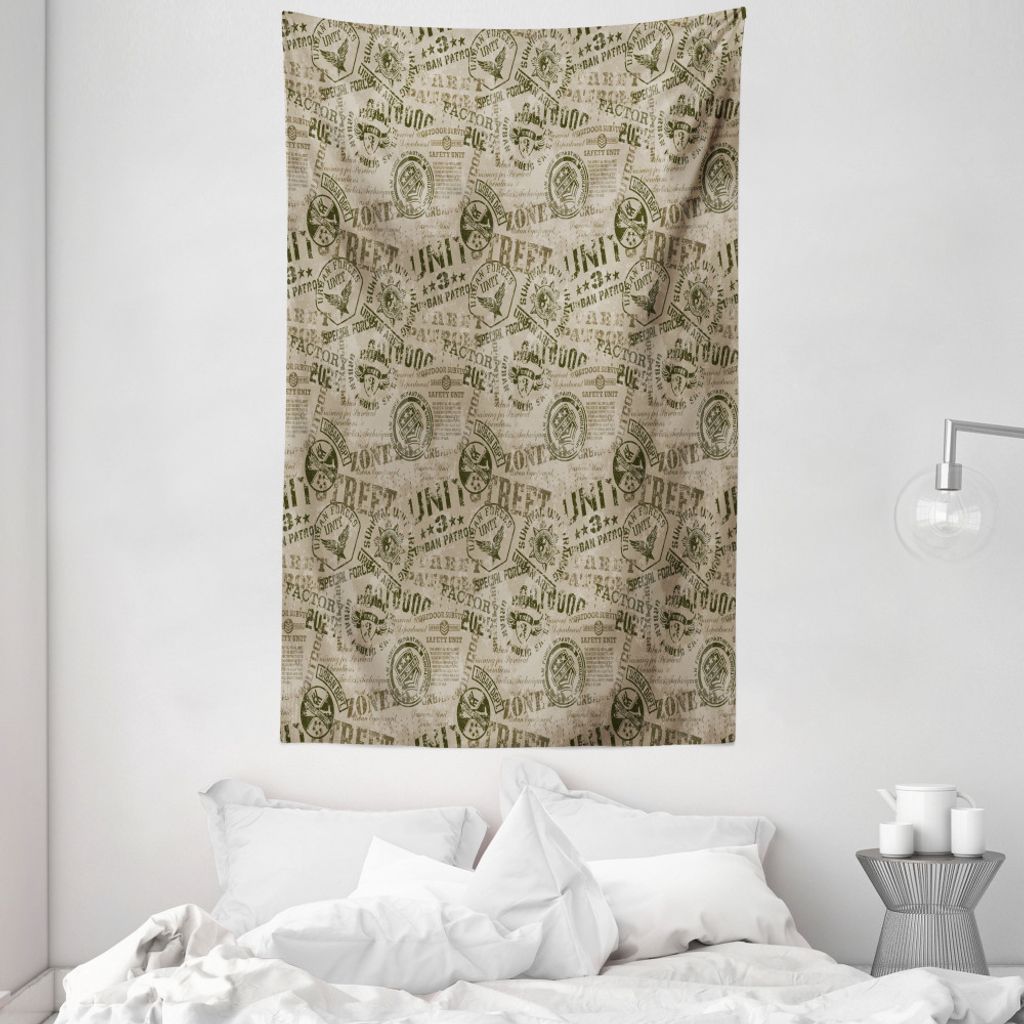 ABAKUHAUS Grunge Wandteppich und Tagesdecke, Nostalgische Pins Alt aus Weiches Mikrofaser Stoff Waschbar ohne Verblassen Digitaldruck, 140 x 230 cm...