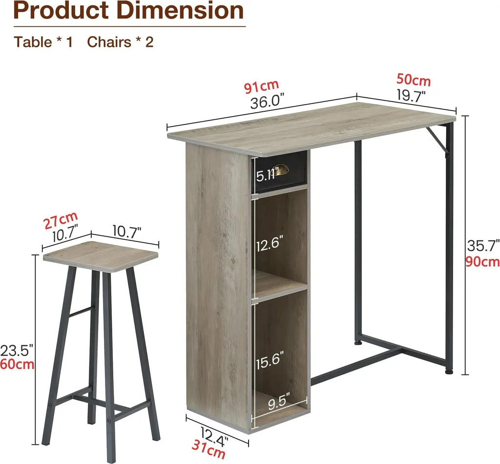 Table de bar robuste avec tabourets : finissez-en avec le manque de place - 2