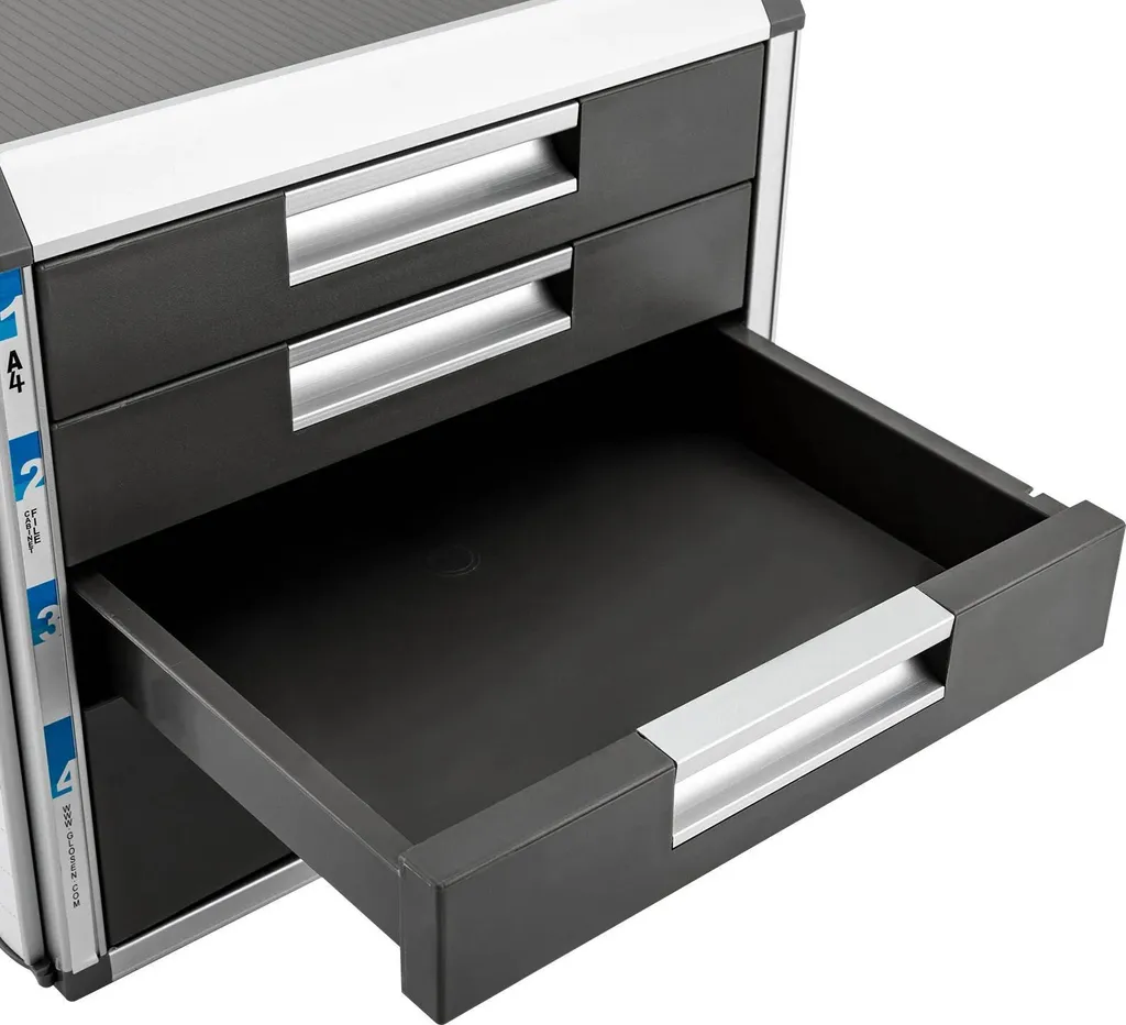 Caisson de bureau argent avec tiroirs 5 et 10 cm - Aluminium résistant - 7