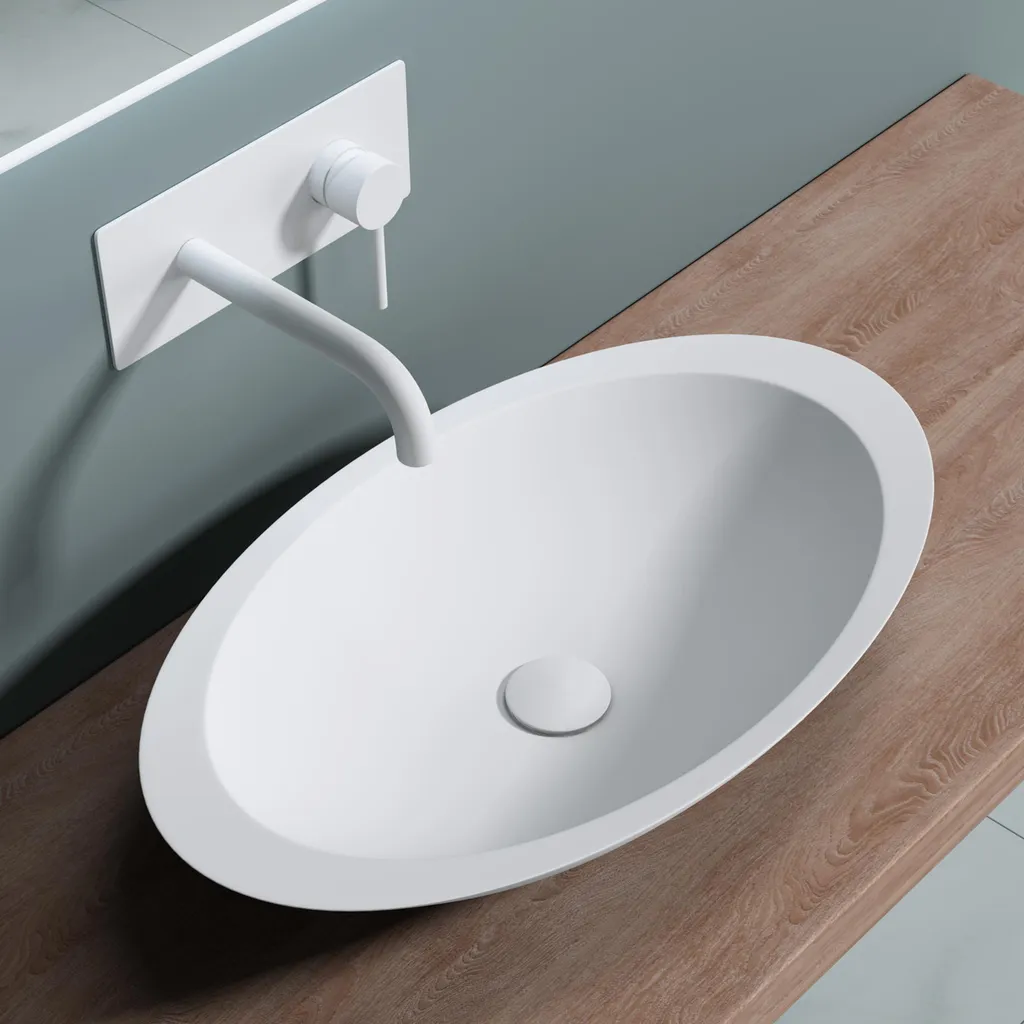 Lavabo vasque à poser 60cm blanc mat Colossum802 design rectangulaire
