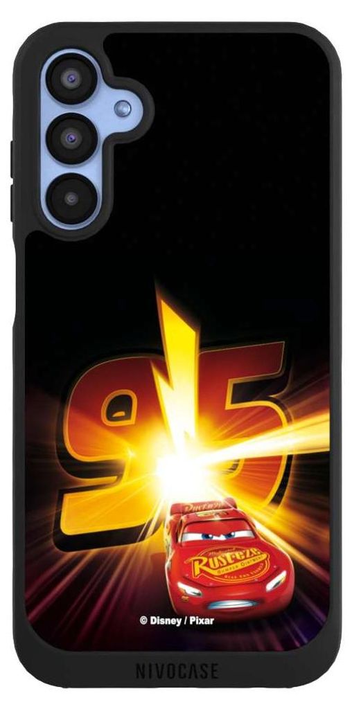 NIVOCASE Handyhülle für Samsung Galaxy A15 5G Hülle NIVOpure Case Schwarz Cars Lightning Mcqueen 95 Offizielles Lizenzprodukt