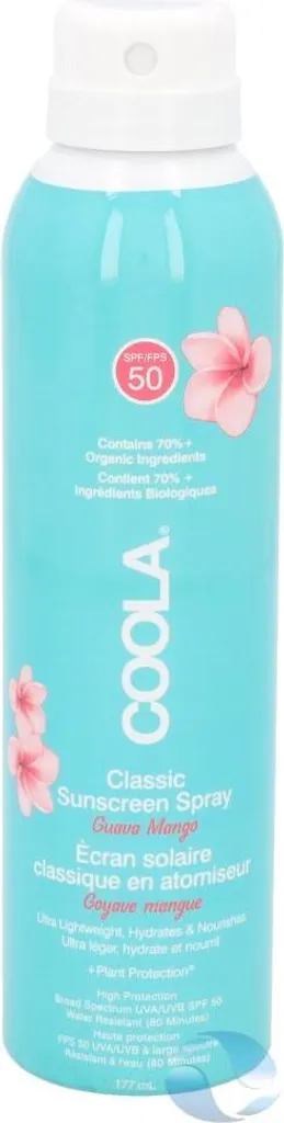 Soin Solaire SPF 50 Goyave Mangue Coola : Brume Bio et Transparente 177ml