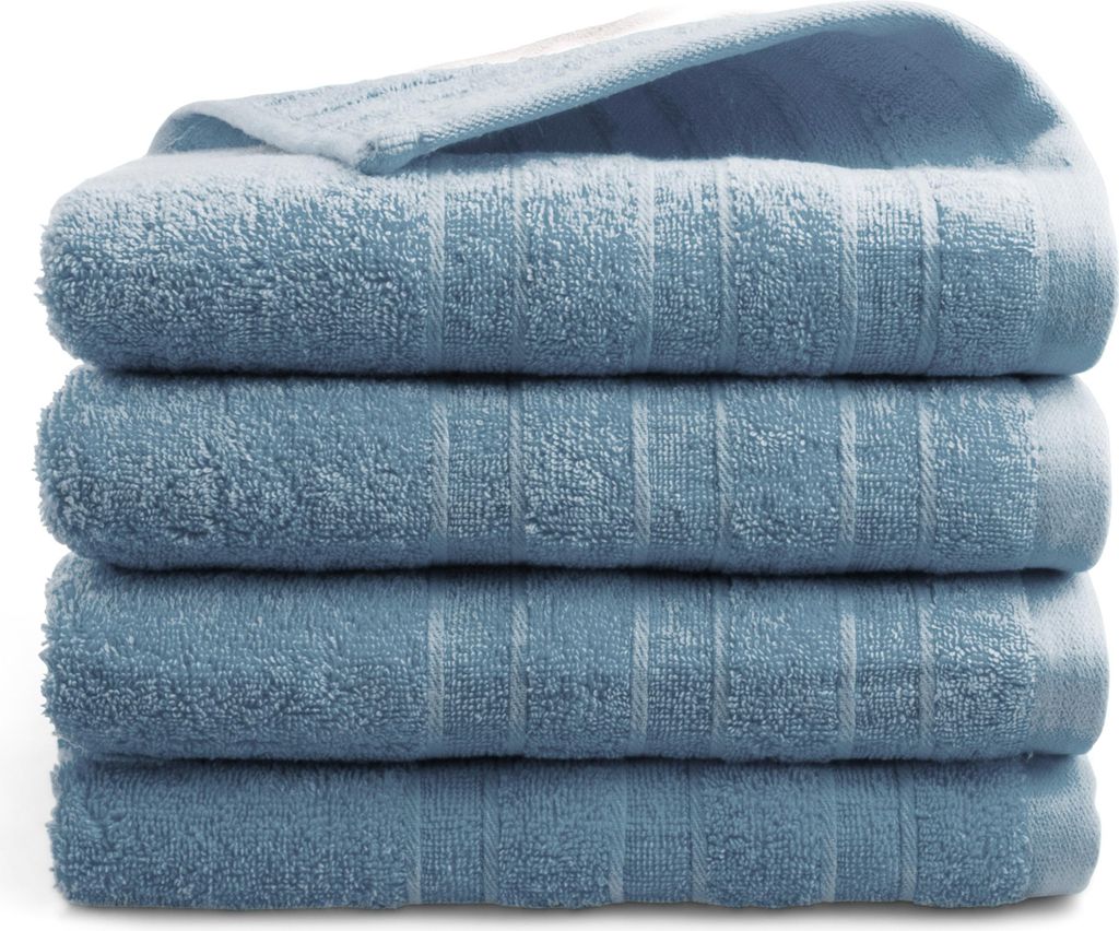 DoubleLife Handtücher Set - 50 X 100 cm 4-teilig - 550 g/m² 100% Baumwolle, davon 50% Recycelte - GRS - Blau