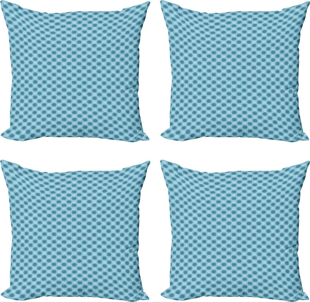 ABAKUHAUS Blauer Mandala Kissenbezug Set (4 Stück), Böhmische Blumenfliese, Moderner Doppelseitiger Digitaldruck, 40 cm x 40 cm, Dunkelblau Hellblau