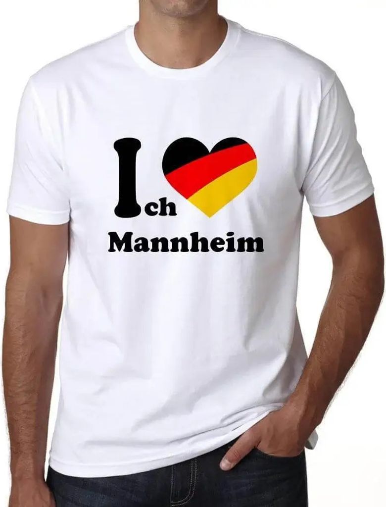 Herren Grafik T-Shirt Ich Liebe Mannheim Öko-Verantwortlich Vintage Jahrgang Kurzarm Lustige Druck Geburtstag Geschenk Mann