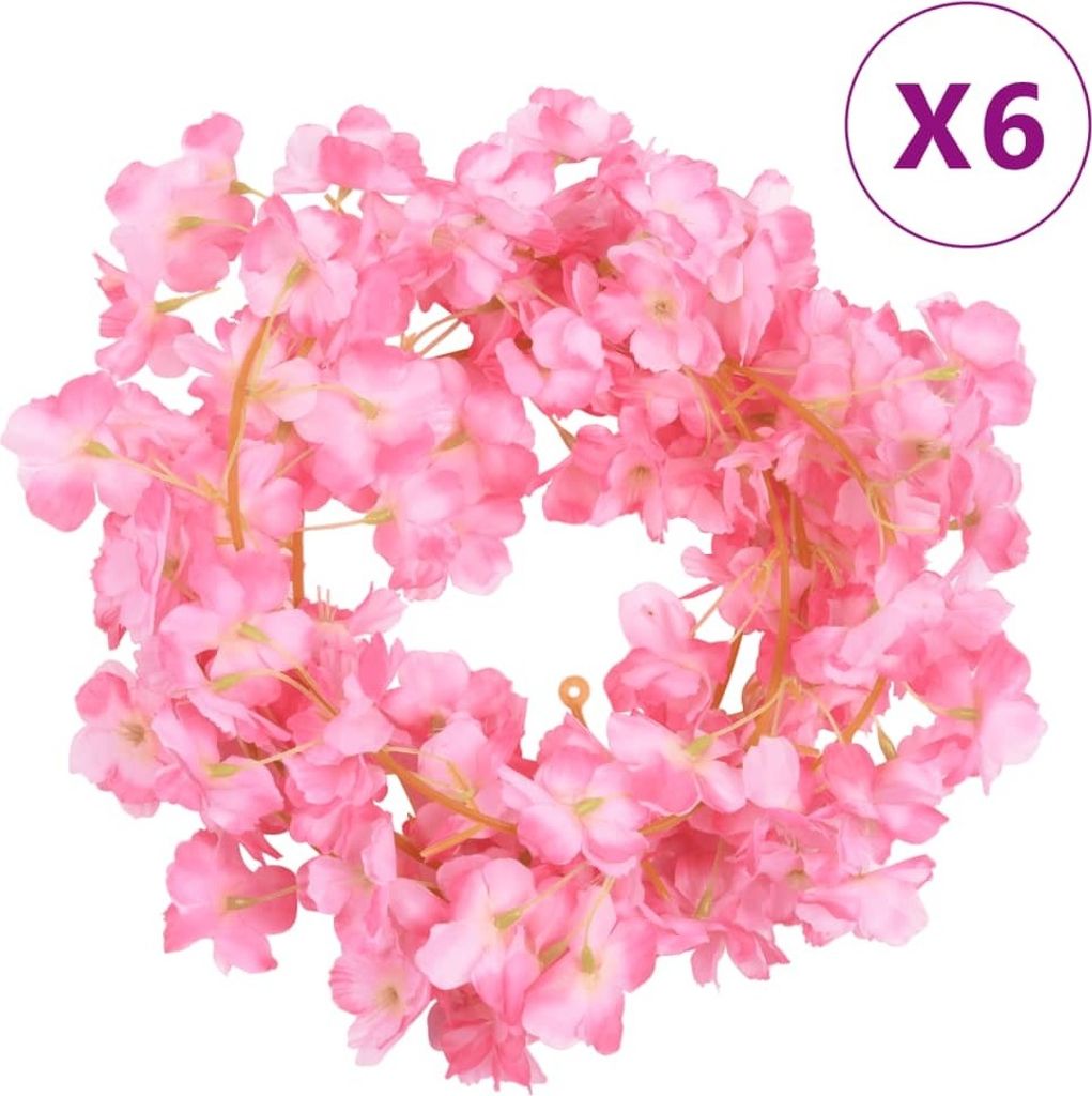Blumengirlanden Blumen 6 Stk. Dunkelrosa 180 cm