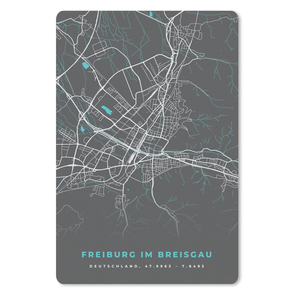 MuchoWow Mauspad Mousepad Stadtplan - Karte - Freiburg im Breisgau - Blau - Deutschland - Karte 18x27 cm - Mousepads - Maus Mat - Pad - Mausunter...