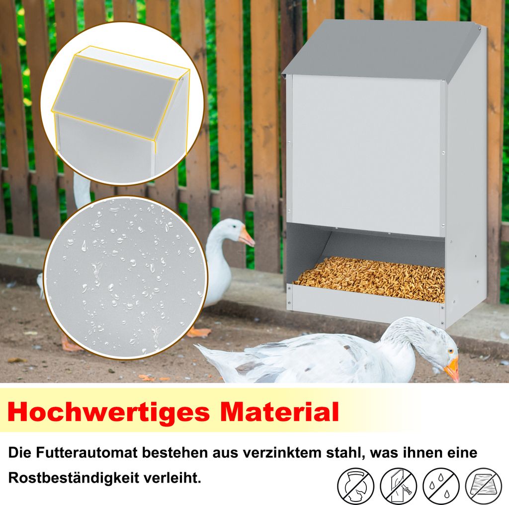 Produktbild von Hühnerfutter Automat MUYIRTED 8KG Futterautomat Hühner Mit Deckel, Anti- Abfall-Geflügel Futtertrog Hühner