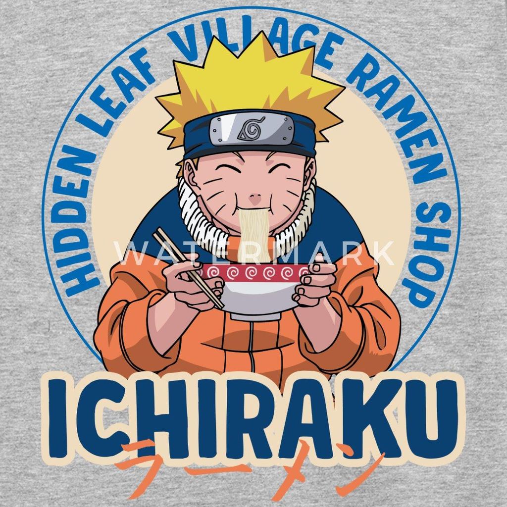 Spreadshirt Naruto Ichiraku Hidden Leaf Village Ramen Shop Kinder T-Shirt, 98/104 (3-4 Jahre), Grau meliert