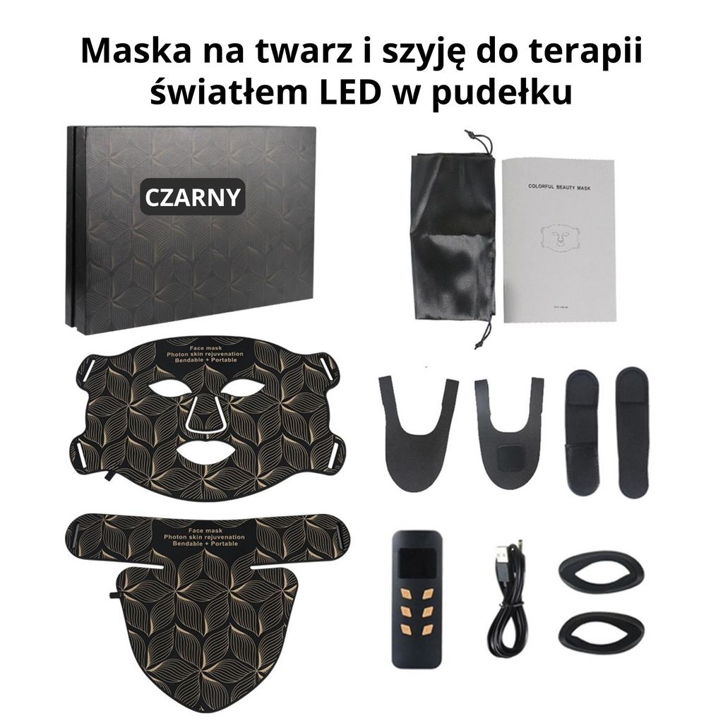 Maska LED do terapii światłem na twarz i szyję – 8 kolorów Zdjęcie produktu 