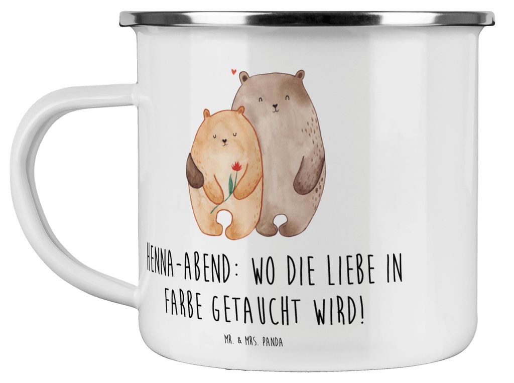 Mr. & Mrs. Panda Haferl Henna-Abend Farbenliebe - Weiß - Geschenk, kunstvolle Muster, Geschenke, Teetasse, Emaille Tasse, Hennamuster, Heiraten, H...