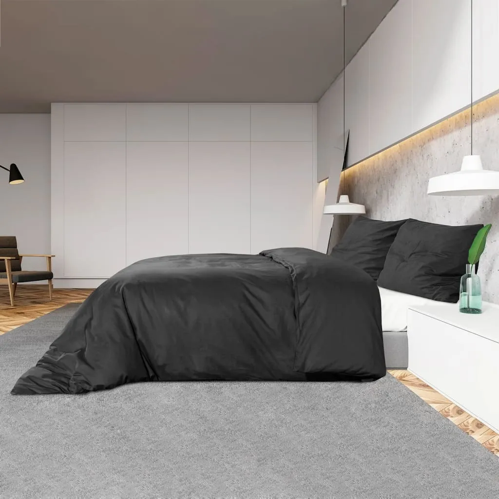 Set Letto Matrimoniale Nero 220x240 in Microfibra Deluxe - Arredo Notte - 4