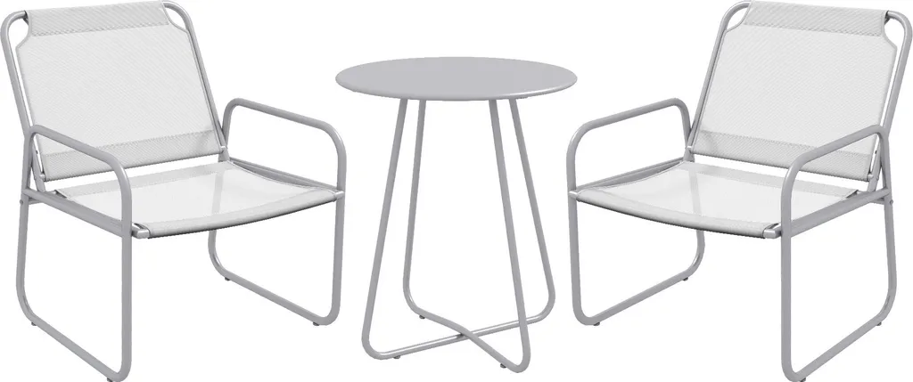 Set Mobili da Esterno 3 Pezzi Fortuna Lai: Tavolo e Sedie Grigio Chiaro