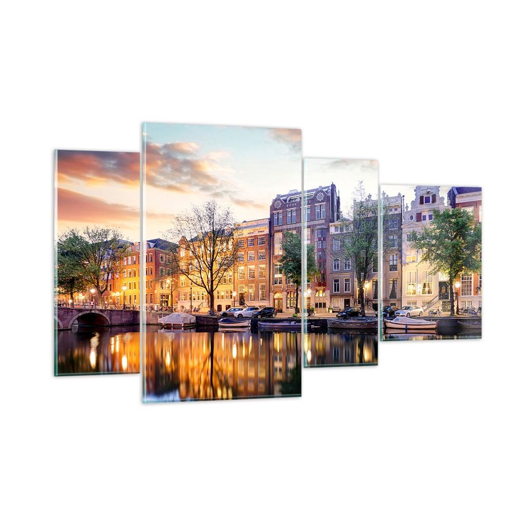 Bilder auf glas - Holland Kanal - 120x70cm - Glasbilder - Wandbilder - Bilder - Kunstdruck - zum Aufhängen bereit - Wanddekoration aus Glas - Glas...