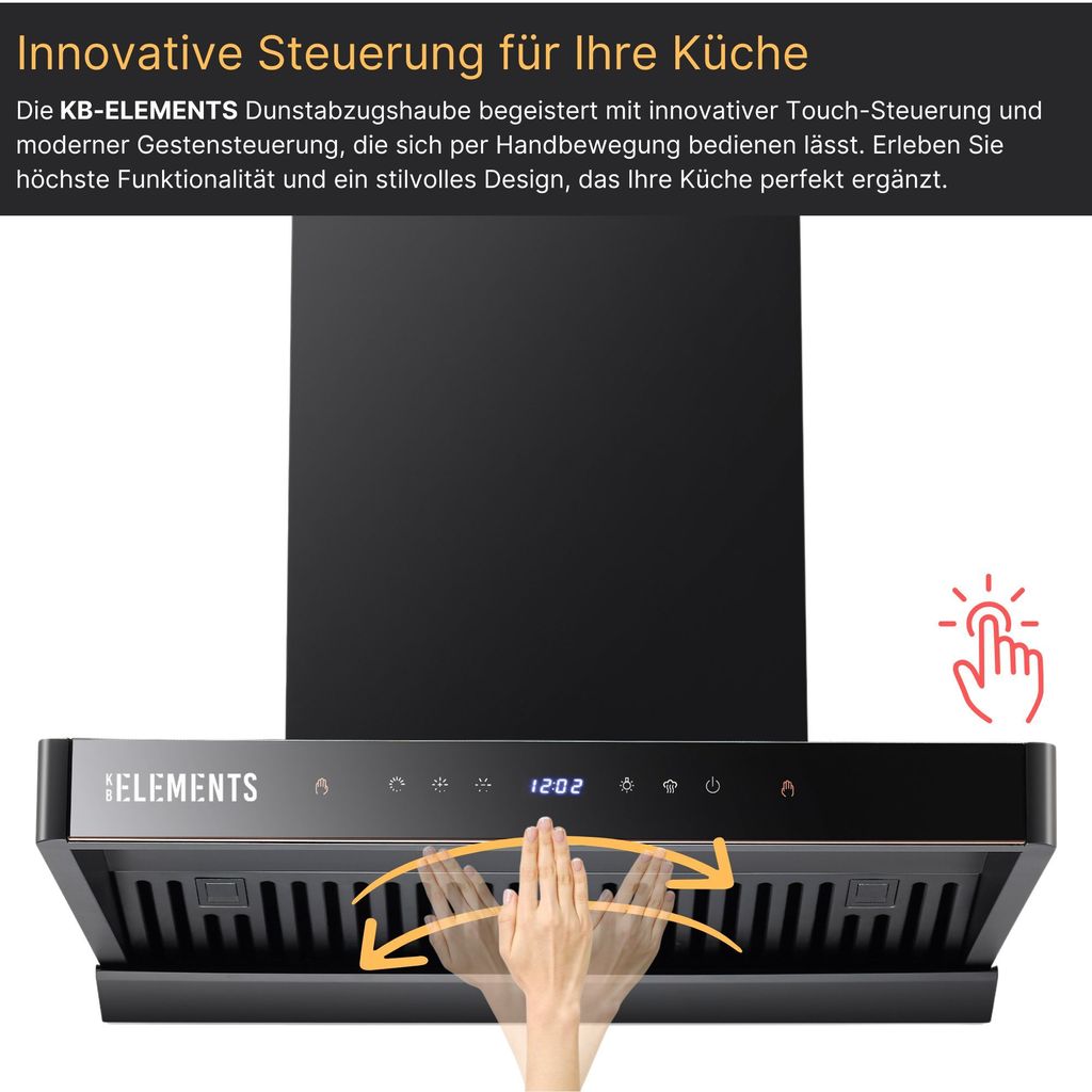 KB ELEMENTS Dunstabzugshaube 80cm, Wandhaube 80cm, 1350 Produktbild 4