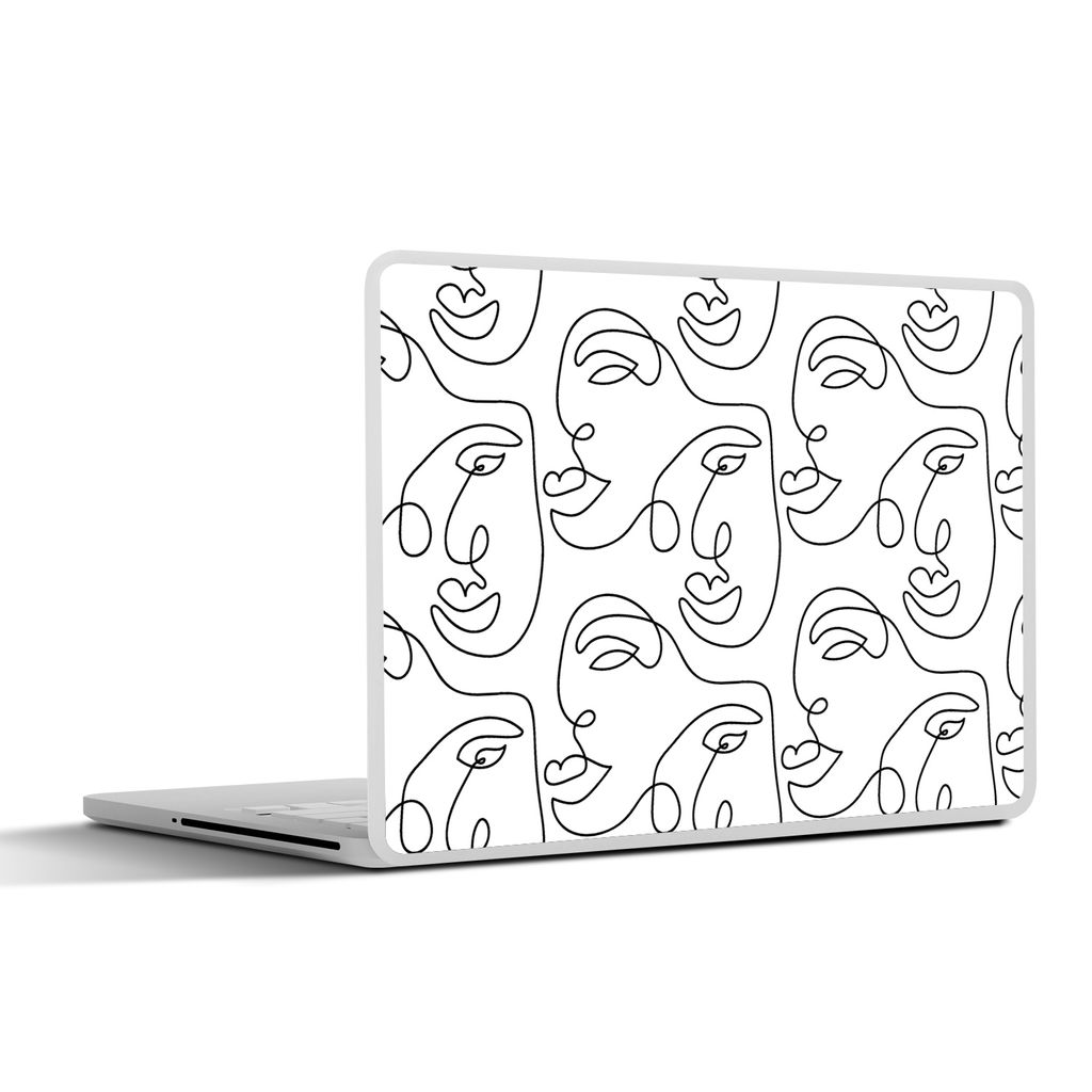 MuchoWow Laptop Aufkleber Sticker Cover Strichzeichnungen - Muster - Schwarz und Weiß 32.5x23.5 cm - Sticker für Laptop - Selbstklebend