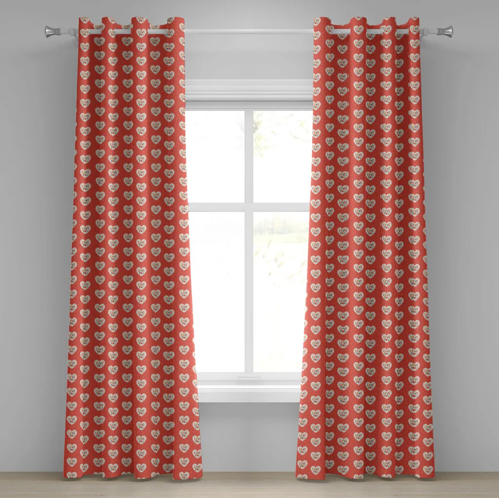 Rideaux décoratifs 2 panneaux Saint-Valentin Motif Cœur 280x245 cm