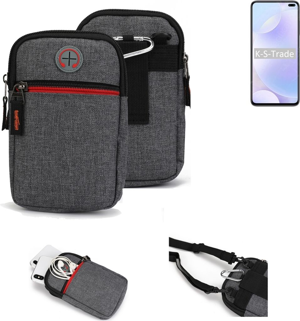 K-S-Trade Holster Gürteltasche kompatibel mit Xiaomi Redmi K30 5G Racing Edition Handy Tasche Schutz Hülle grau Zusatzfächer 1x