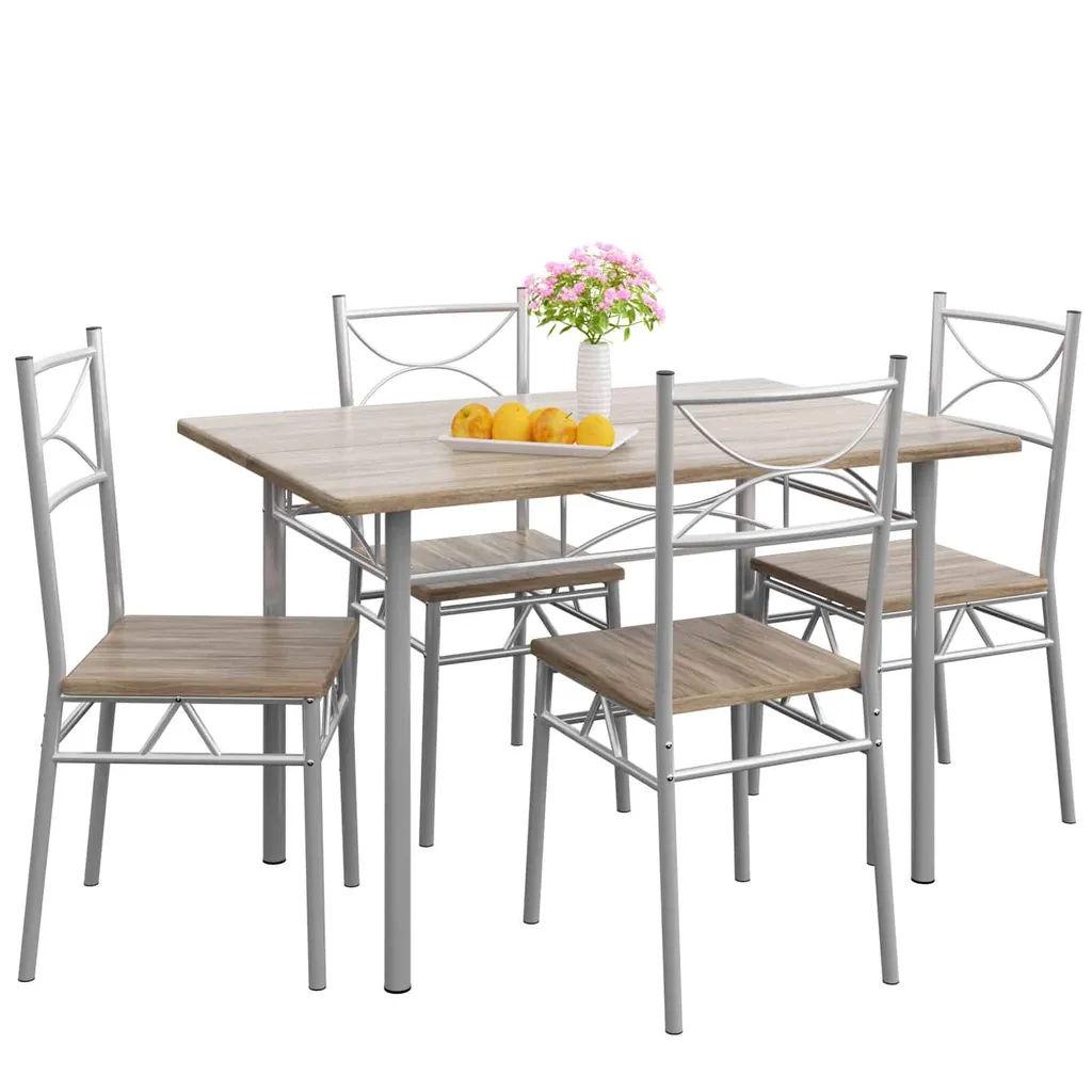 CASARIA® Gruppo di Sedute Paul Set 5 Pezzi Tavolo da Pranzo con 4 Sedie Set di Mobili per Sala Cucina Soggiorno Salotto Set da Pranzo Tavoli Sedia