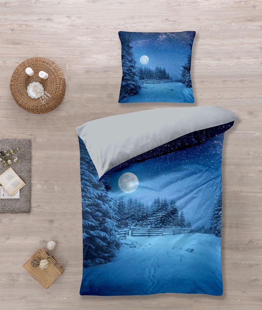Beddengoedset met sneeuwlandschap, 135 x 200 cm Productafbeelding 