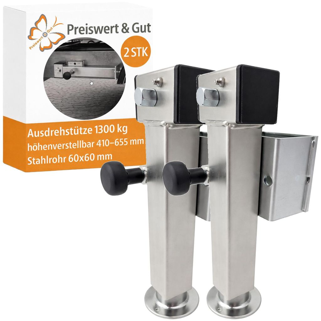 2x Anhänger Stützen 1300 kg 410–655 mm Wohnwagen Wohnmobil Produktbild 
