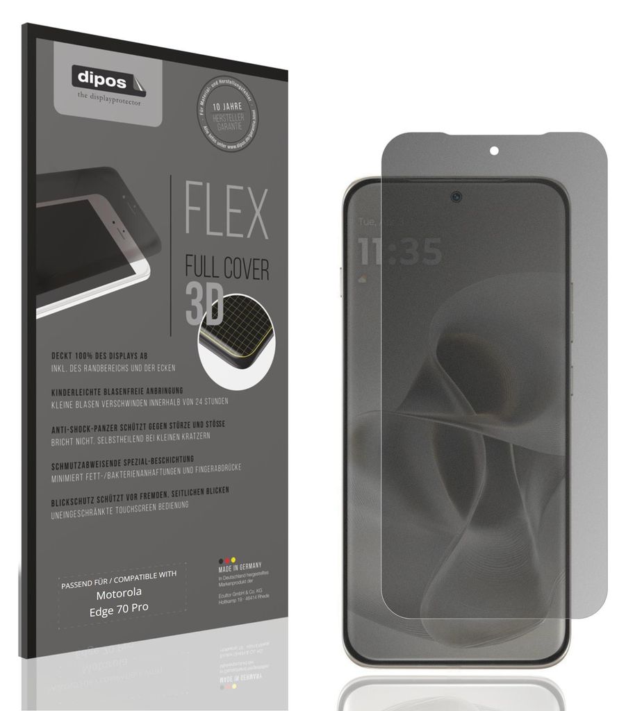 Full Cover Privacy Blickschutzfolie für Motorola Edge 70 Pro Folie Anti-Shock