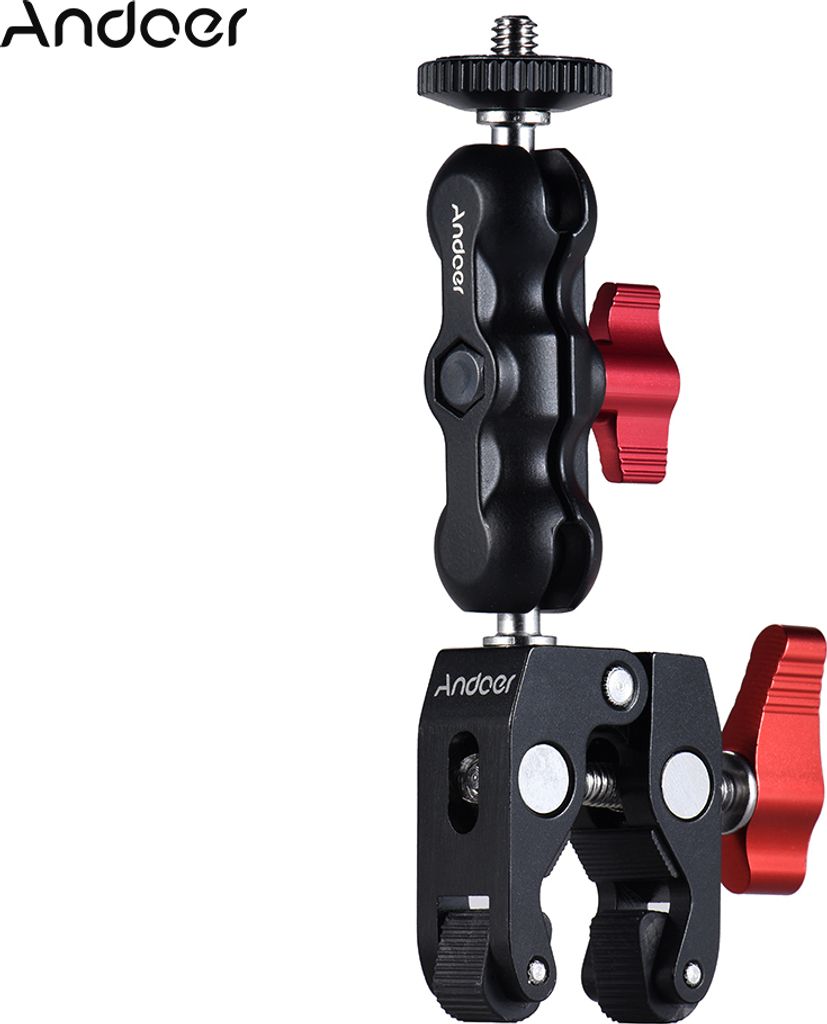 Andoer Multifunktions-Kugelkopfklemme Kugelhalterung Klemme Magic Arm Super Clamp mit 1/4 "-20 Gewinde fuer GPS-Telefon LCD / DV-Monitor LED-Videol...