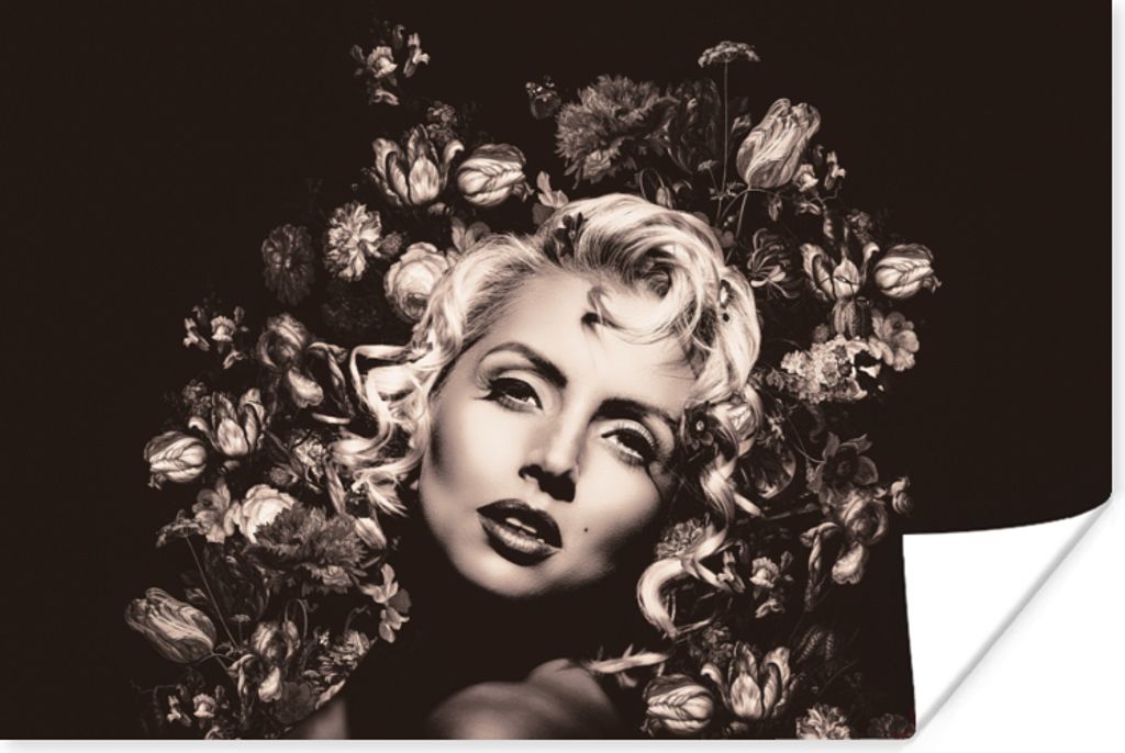 MuchoWow Poster Frau - Blume - Luxus 60x40 cm - Schlafzimmerdekoration