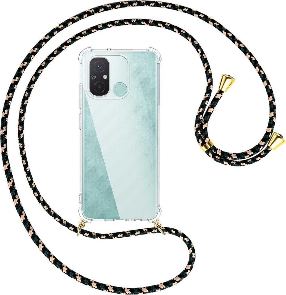 Handykette Backcover-Schutzhülle mit Band (Metall goldfarben) für Xiaomi Redmi 12C (6.71'') - camouflage