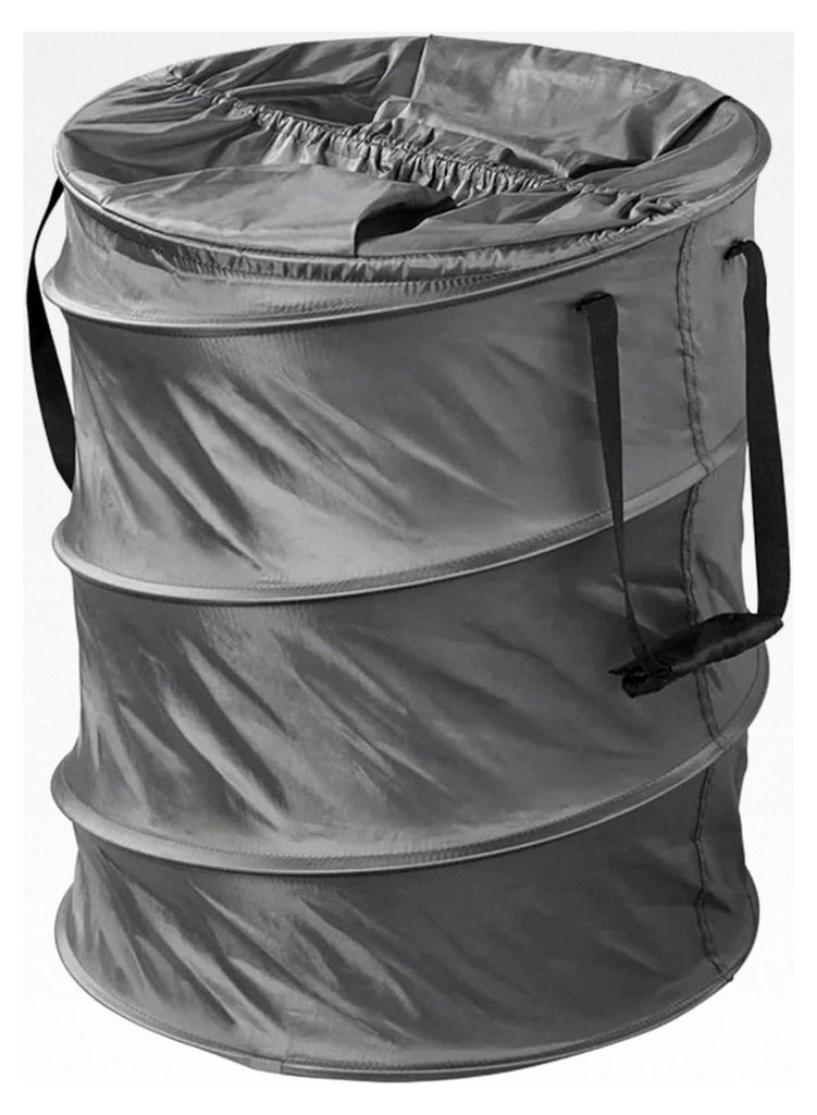 Faltbarer Wäschekorb Pop-up Wäschesack Camping 46x60 - Mit Tragegriffen - Gummizug - Grau