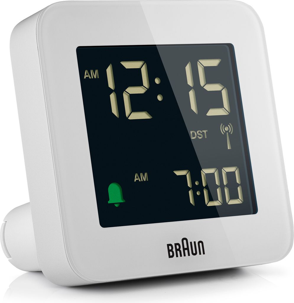 Braun digitaler Wecker I Schlummerfunktion I negatives Produktbild 