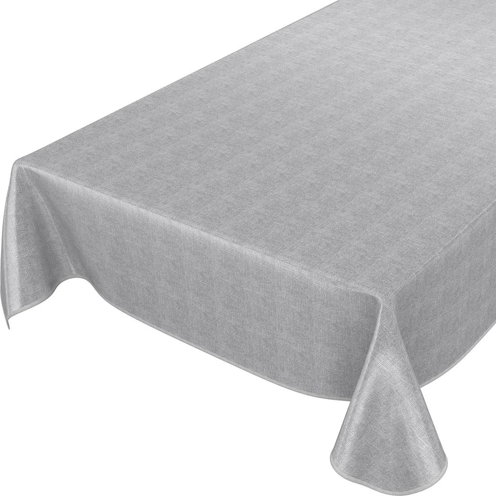 Tischdecke Wachstuch Einfarbig Grau Robust Wasserabweisend Breite 140 cm Länge 160 cm