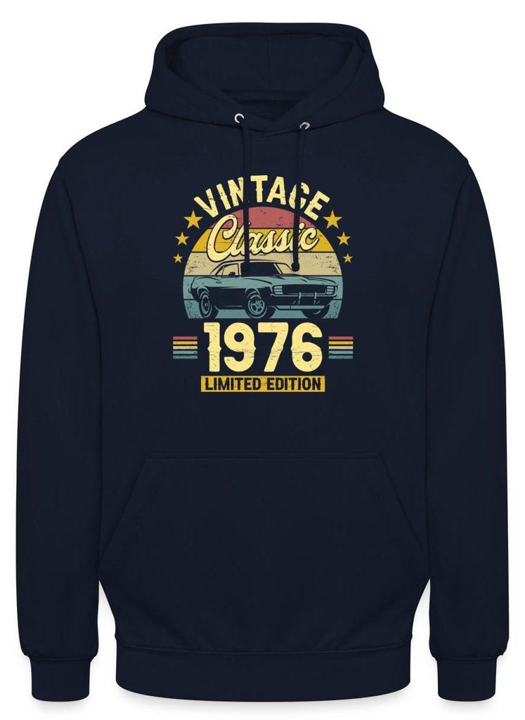Spreadshirt 50. Geburtstag | Vintage Auto Design Uni Hoodie, S, Navy