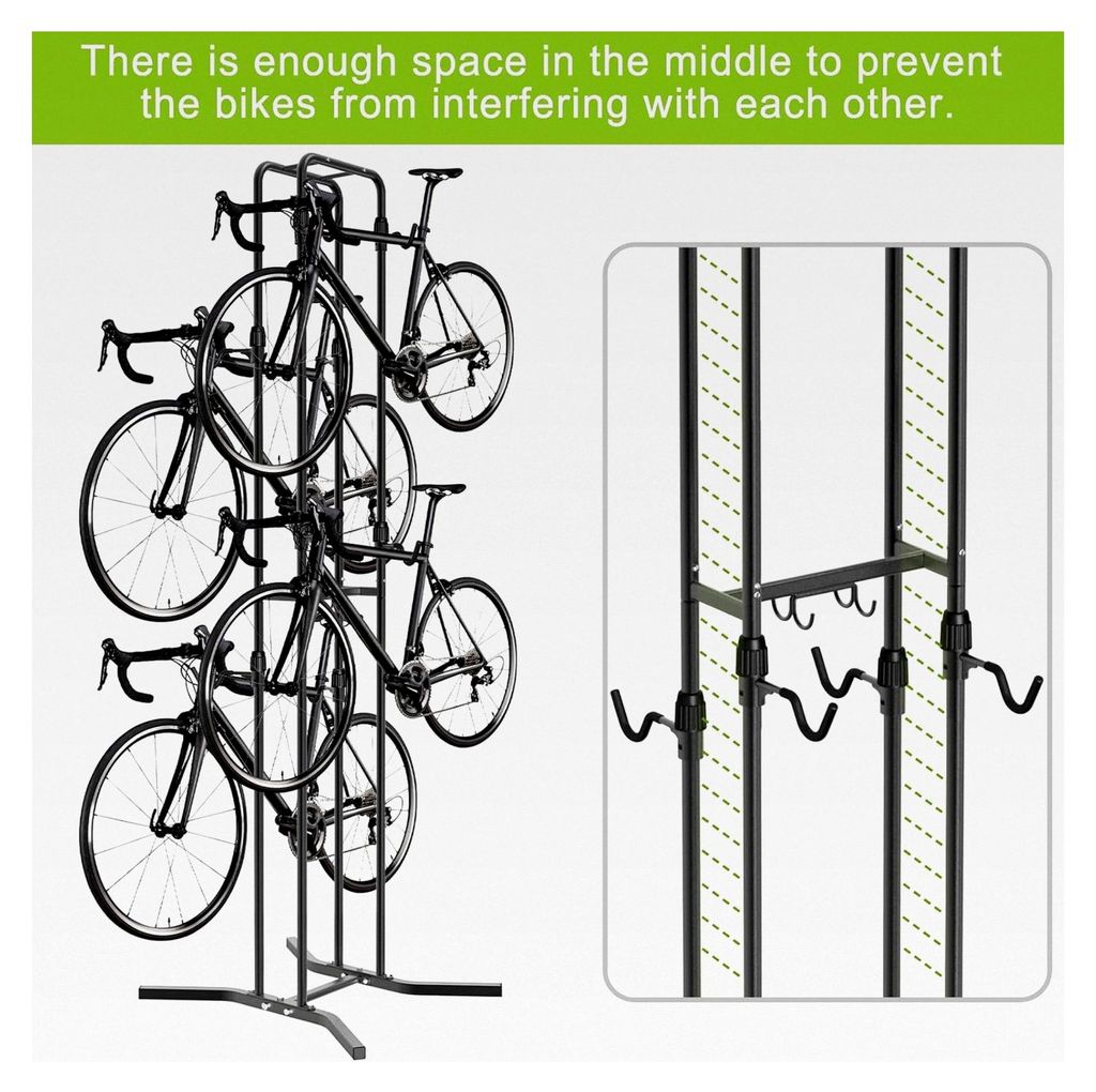Fahrradständer für 4 Fahrräder, E-Bike Halterung, freistehend, Schwerlast MTB Mountainbike Halter für Garage mit 8 verstellbaren flexiblen Hake...
