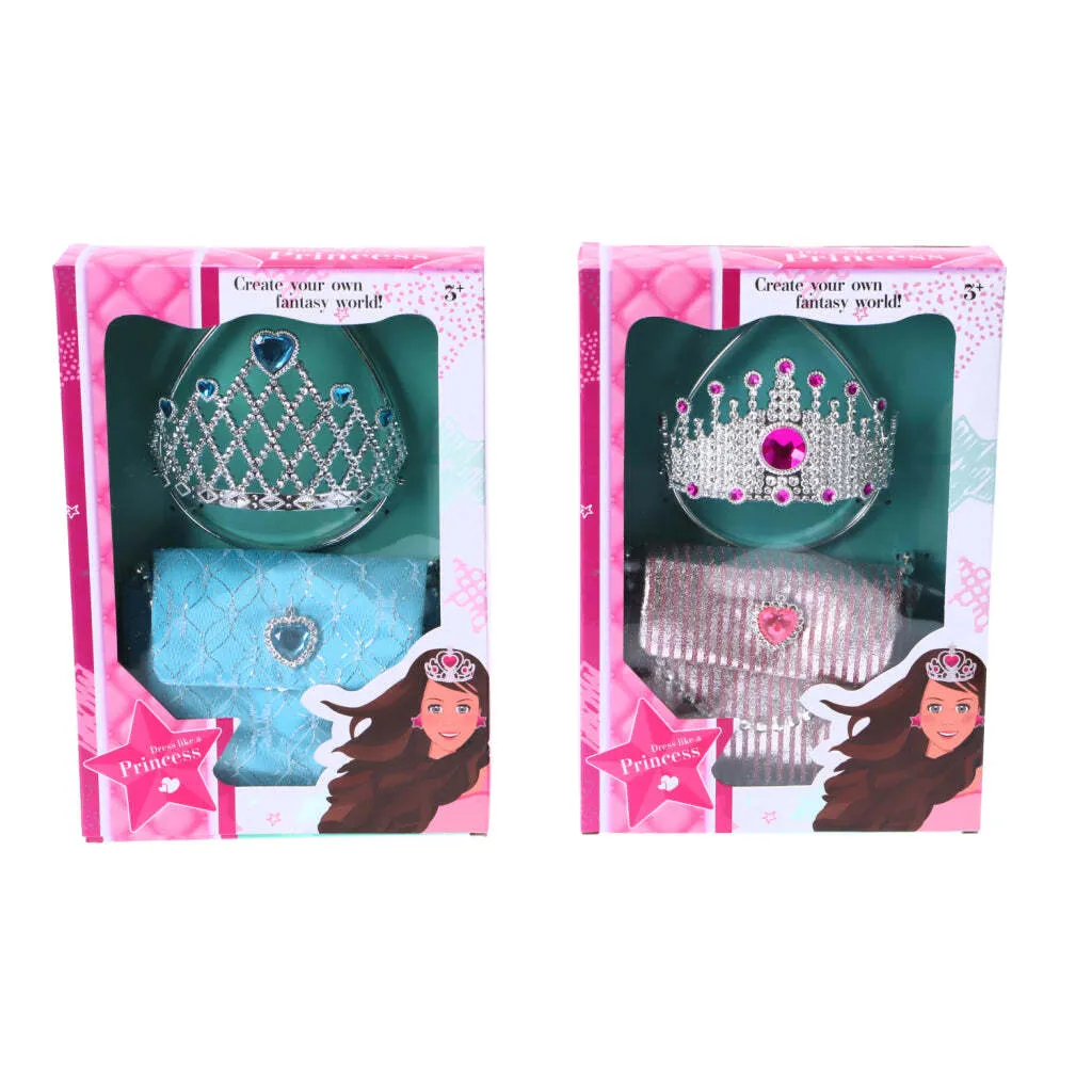 Dress Like A Princess Tiara Princesse avec petit sac rose assorti