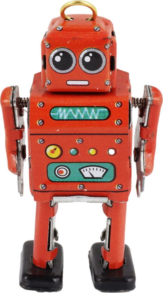 Blechspielzeug Mini Roboter rot Miniatur Figur Blechroboter