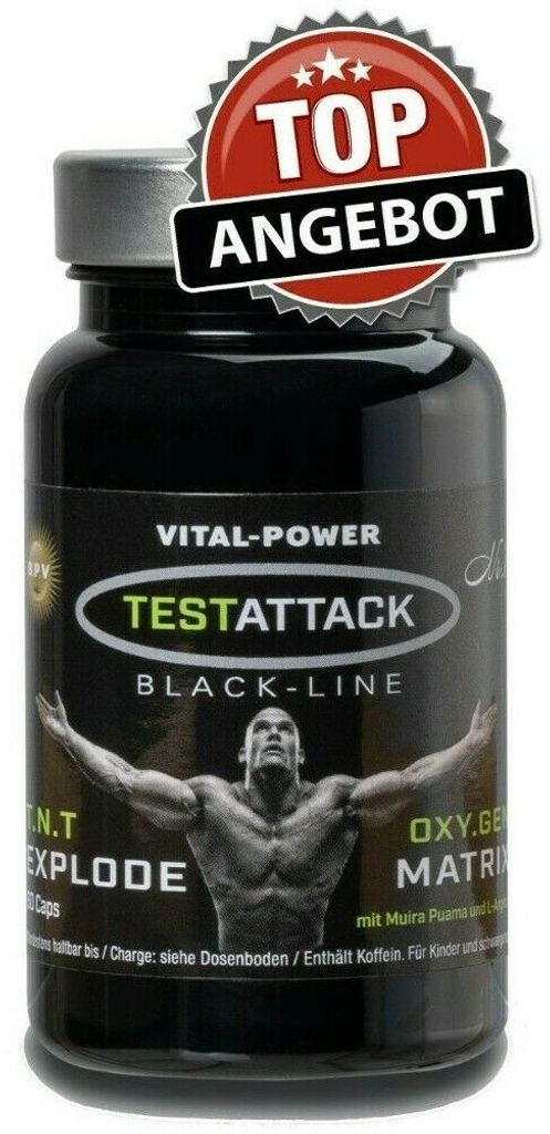 BPV - TESTATTACK 60 Kapseln - Pre-Workout Booster - Hardcore Booster für EXTREME Trainingseinheiten - Hochdosiertes Kombi-Produkt perfekt geeignet...